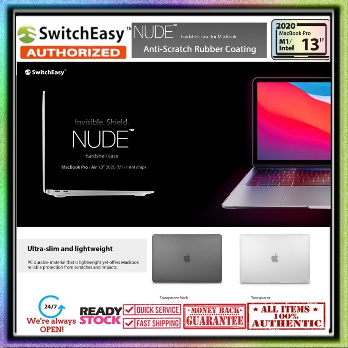 Original (Ori) Case Macbook Pro M2 M1 13 Inch Switcheasy Nude - Transparent