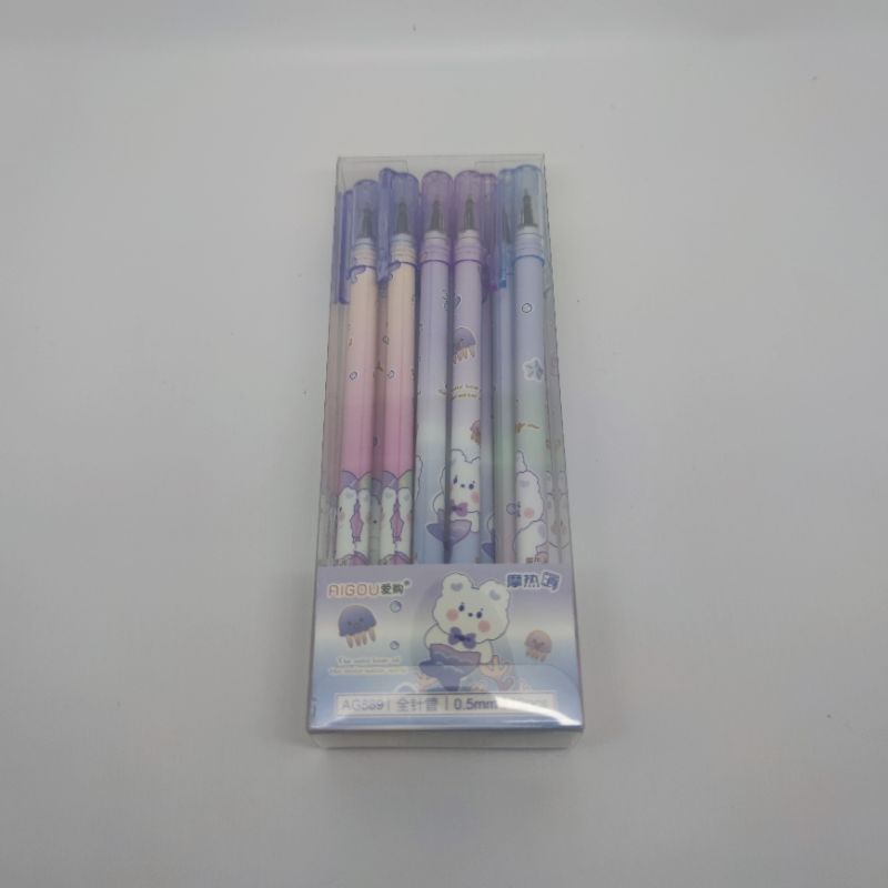 

Erasable Gel Pen / Pulpen Hapus / Magic gel ballpoint tinta hitam ujung runcing bisa dihapus Bear Putih lucu imut