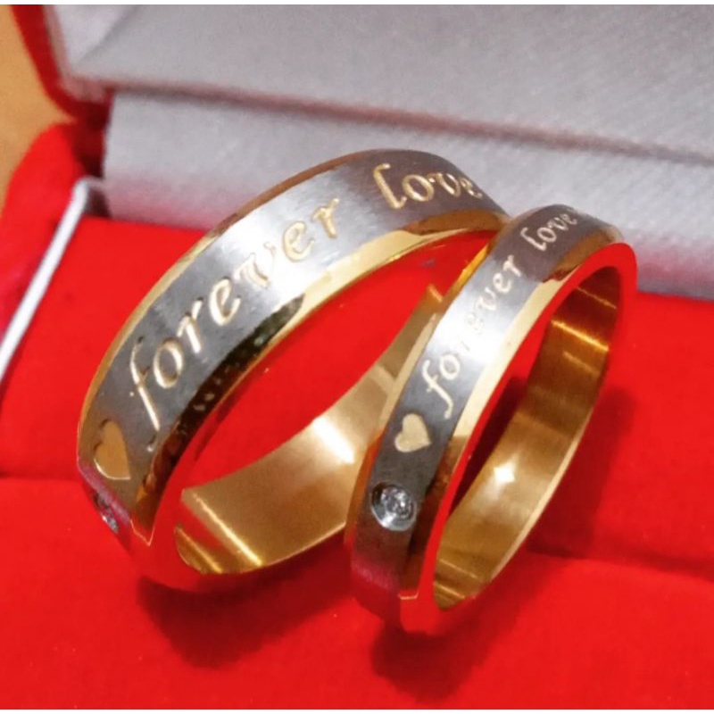 Cincin kawin couple titanium asli gold anti karat