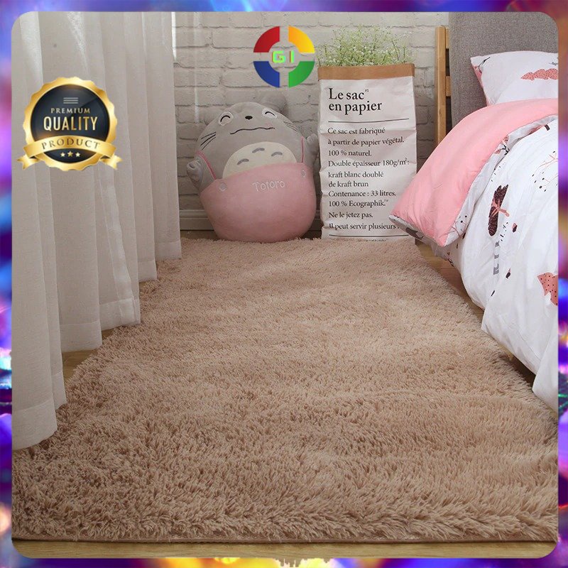 Karpet Matras Bulu Non-Slip Ruang Tamu Kamar 80x120cm Brown