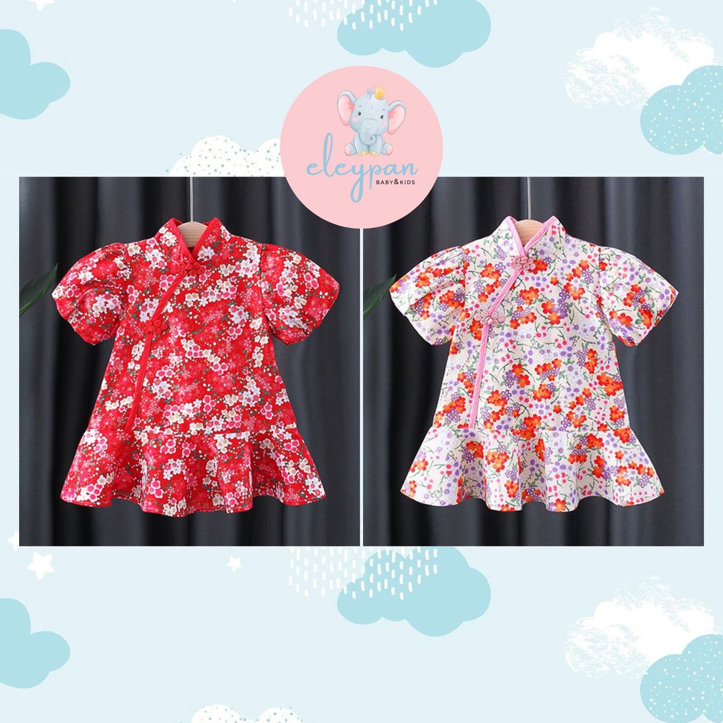 [eleypan.kids] Dress Anak IMPORT Quality Terusan Premium Cheongsam Qipao Sakura Dres Mewah Impor