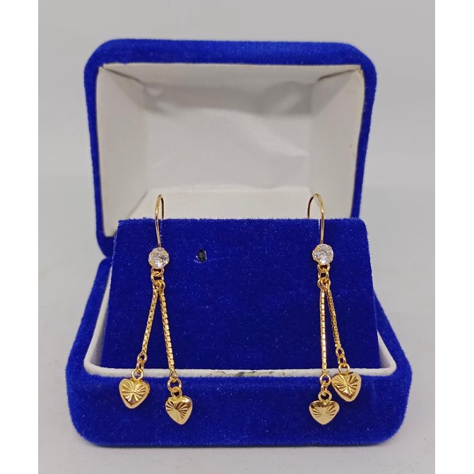 anting kait mp 1 m. itali bandul love / anting perak silver 925 lapis emas/ anting fashion wanita terbaru