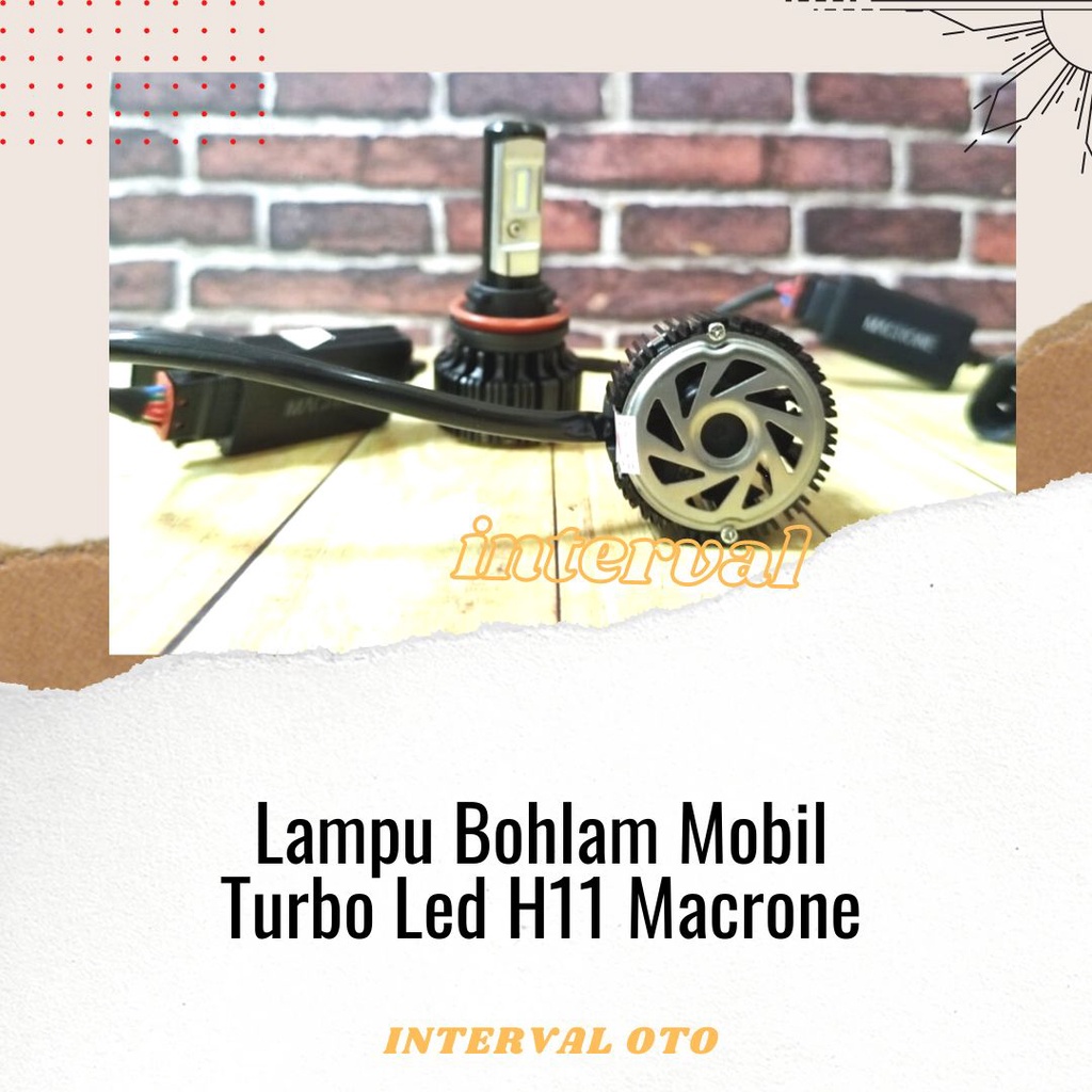 Lampu Turbo Led H11 Macrone 600K Lampu Mobil Bohlam Led Putih