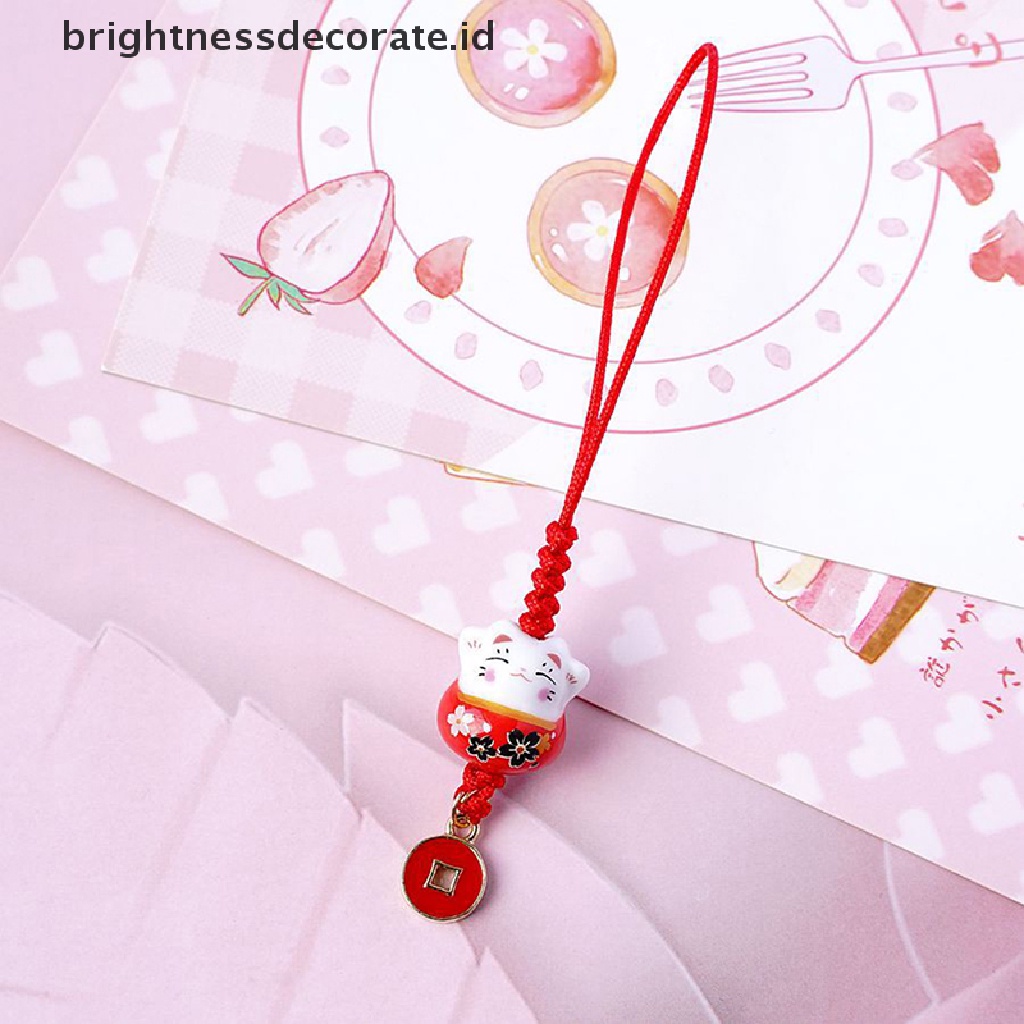 [Birth] Kartun Jepang Lucky Cat Keychain Pernak Pernik Telepon Ch Mobil Liontin Gantungan Kunci [ID]