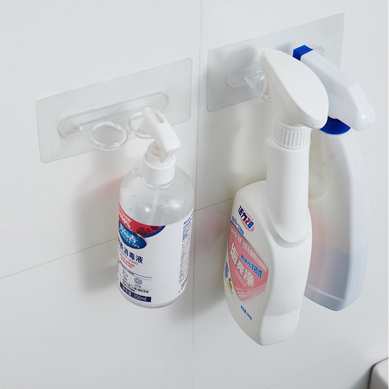 [Harga Grosir] Beban Kuat Bantalan Rak Lubang Ganda Kait Bening Tahan Air Gantungan Kacamata Kamar Mandi Dapur Alat Penyimpanan Dinding Botol Holder Serba Serbi Organizer Rak