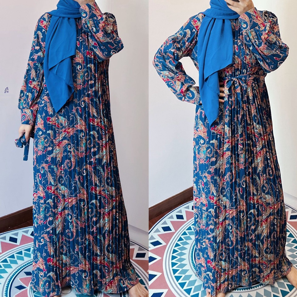 DRESS MUSLIM WANITA PLISKET PREMIUM IMPORT IMPOR MURAH