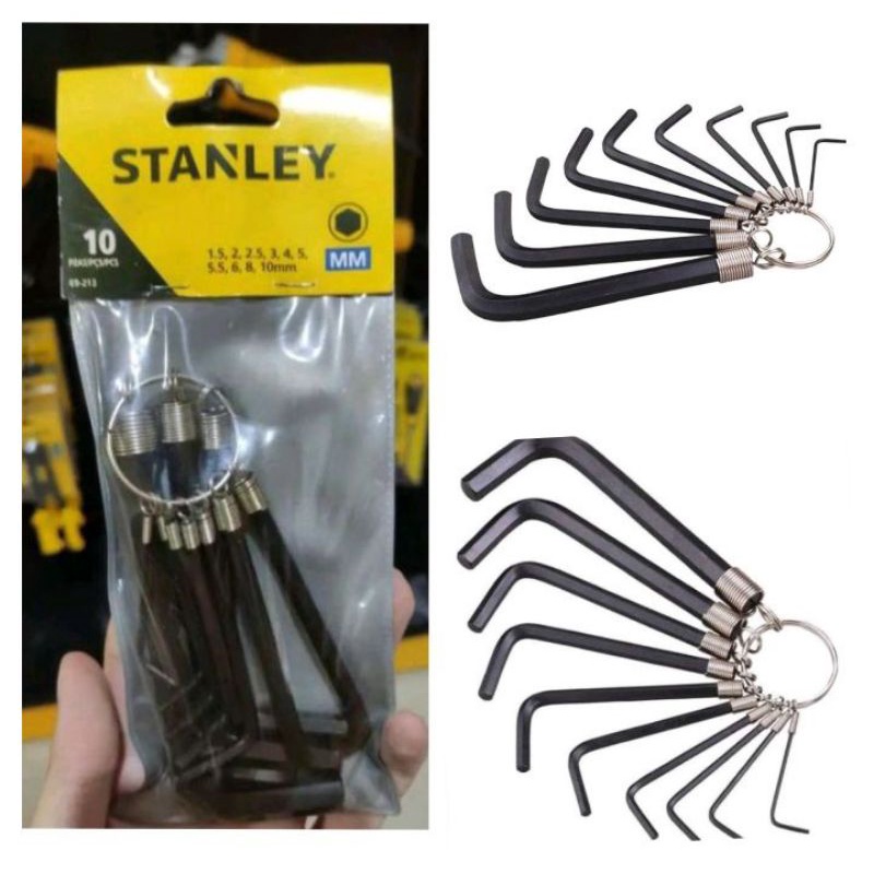 kunci L set Stanley 10pcs Ring Metric Hex Key Set Black ( 69213 ) Stanley