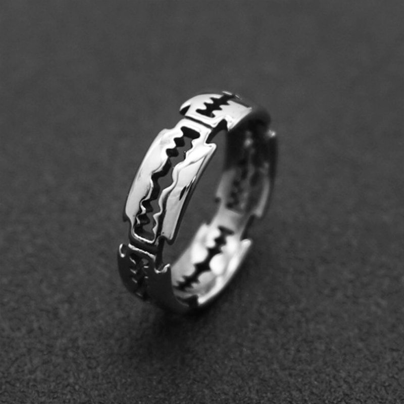Hip Hop Bladed Ring Fashion Punk Rock Warna Hitam Perak Cincin Pasangan Kekasih Rings Untuk Pria Dan Wanita Ring