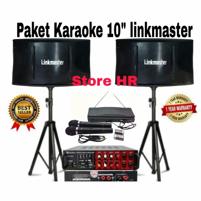 Paket Karaoke Linkmaster 10 Inch Mic Wireles Ampli Bluetooth 2 Mic #Original