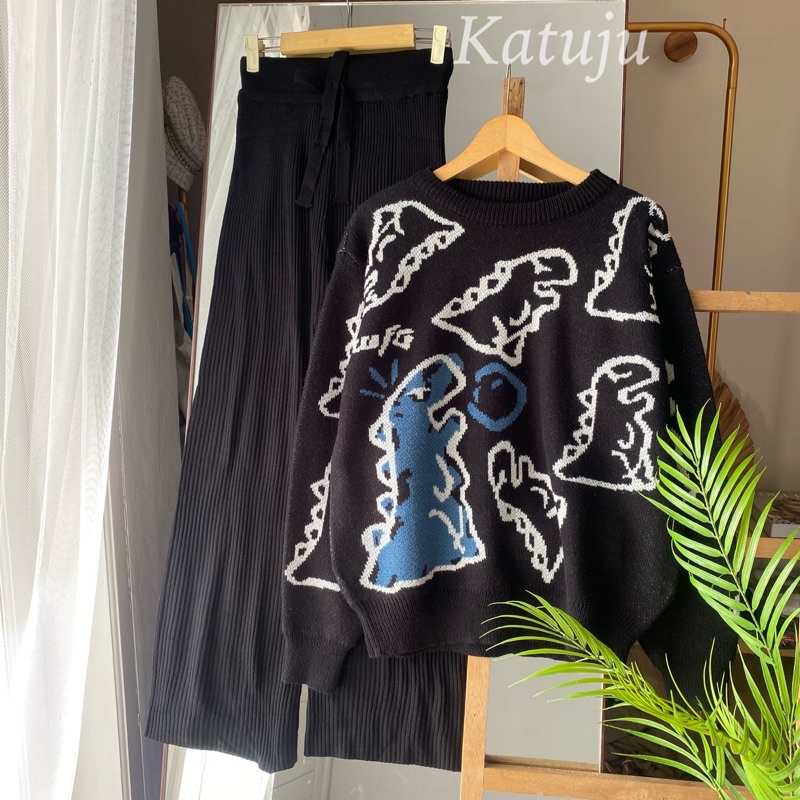 ONE SET SWEATER RAJUT DINO BAHAN TEBAL