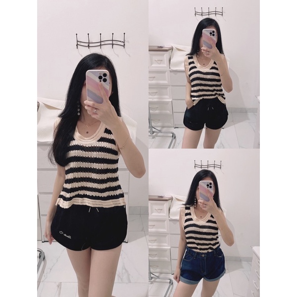 Top hanny salur | croptop impot salur knit | top knit import | korean fashion wanita | aquarius boutique89