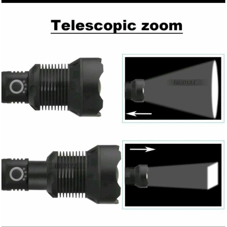 SENTER LED XHP90.2 90000 LUMENS ZOOM FLASHLIGHT - RECHARHEABLE