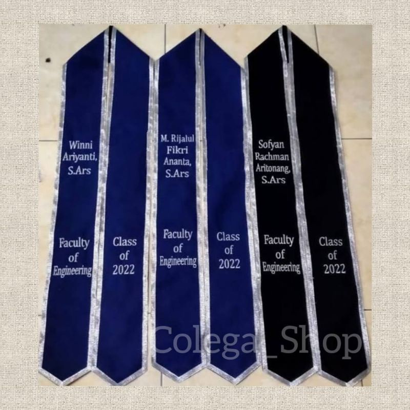 Selempang LEHER bordir/selempang wisuda dua sisi(TANPA LOGO)