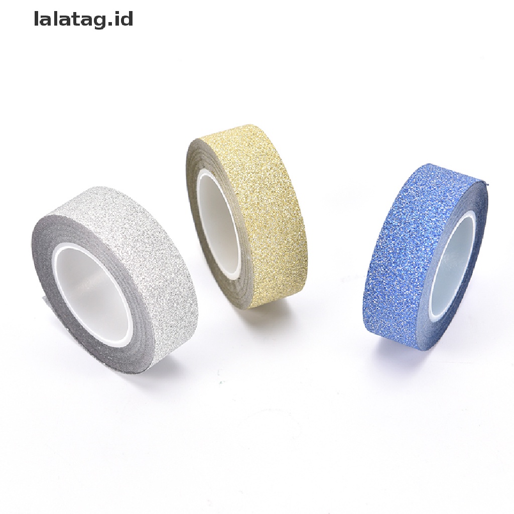 [lalatag] 10m glitter washi y paper ing tape label Perekat diy craft Hias [ID]