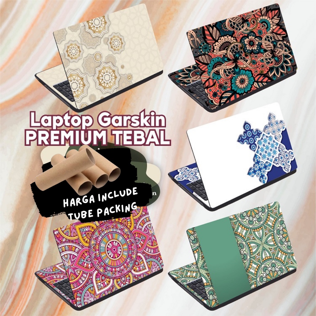 Garskin Laptop Anti Gores Batik Ornamen Mewah Premium Full set 10 12 13 14 15 inch  Universal Untuk Semua Merk Laptop