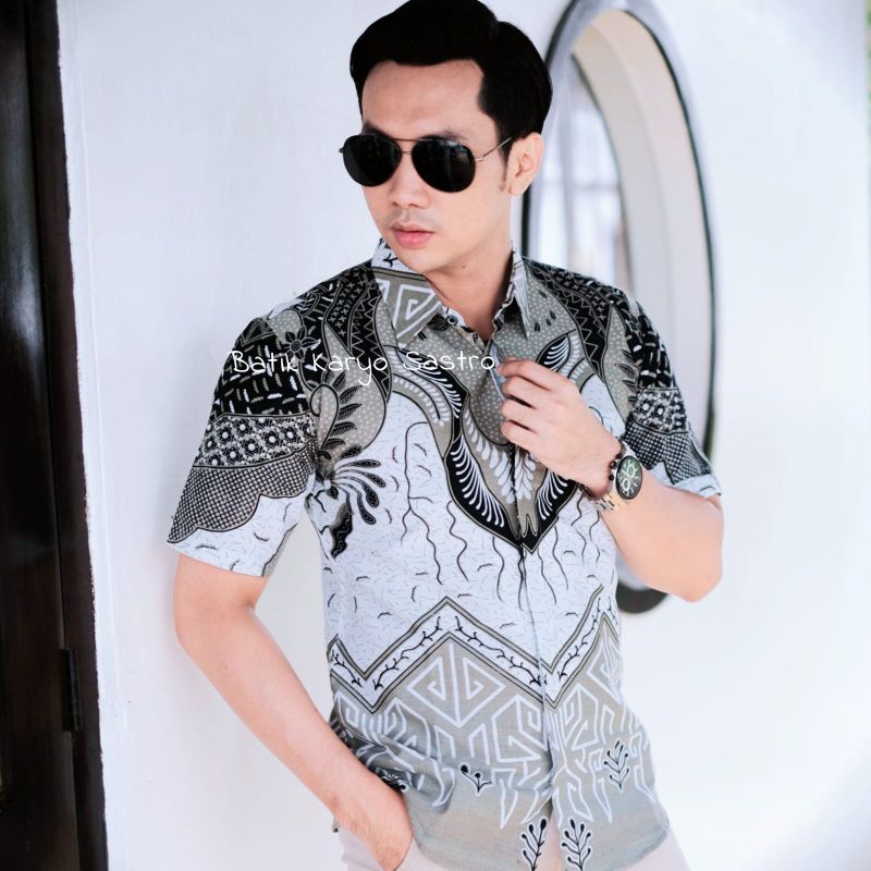 Baju Kemeja Batik Pria Lengan Panjang Modern Slimfit Katun Full Furing