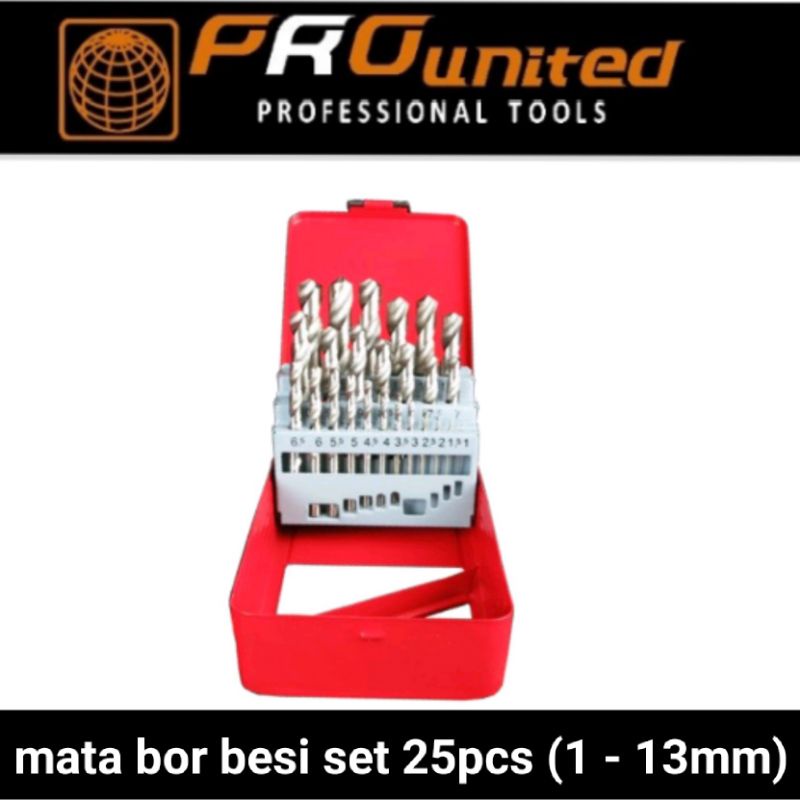 Mata bor besi / metal / Stainles set 25pcs (1mm-13mm) pro united high quality