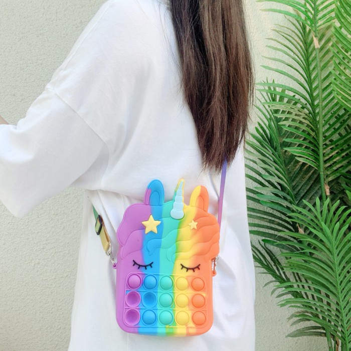 BIG POP IT BAG / Rainbow Unicorn Cross Bag / TAS POP IT /GIFT for Kid - Rainbow
