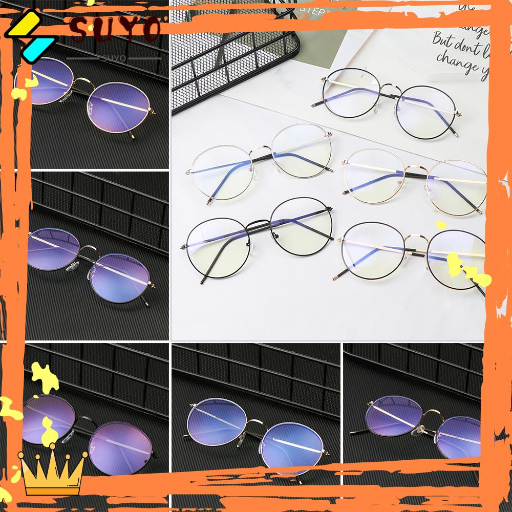 Suyo Kacamata Metal Fashion Bulat Vintage Ultra Ringan Frame