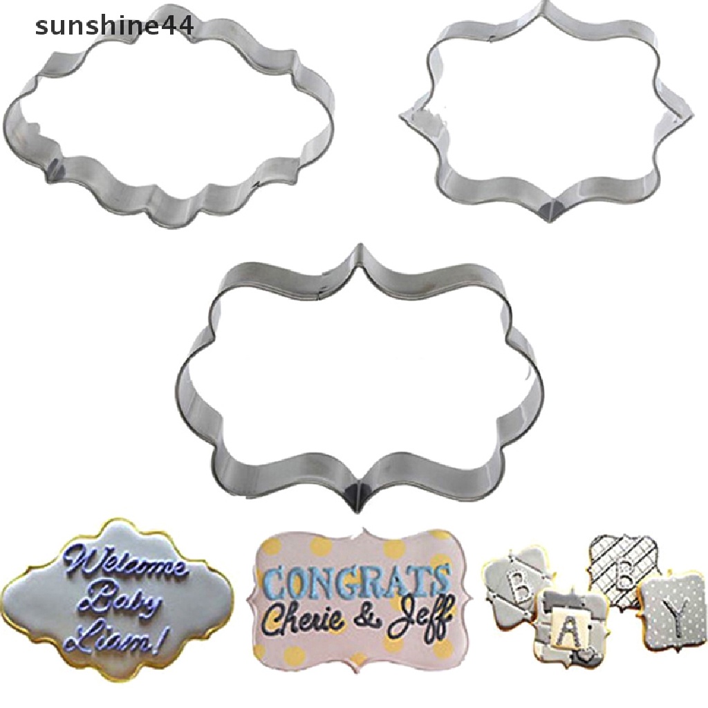 Sunshine Cetakan Biskuit Gula Stainless Steel Kue DIY Oval Persegi Persegi Persegi Panjang Cookie Mold.