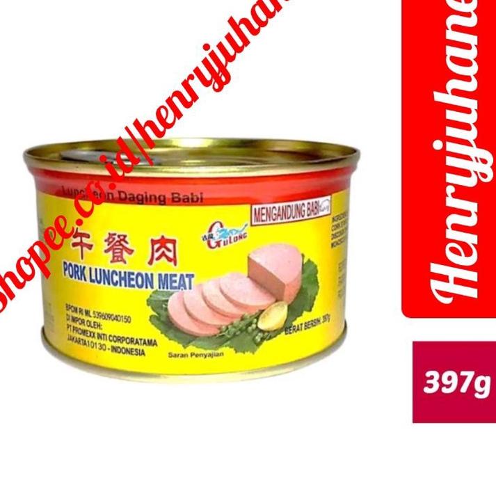 

RVN240 397 gram GULONG CANNED HAM PORK LUNCHEON MEAT / free pakiing kotak untuk reg dan cargo daging babi/ daging maling #