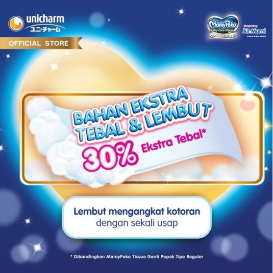 Mamypoko Baby Wipes Extra Tebal Smooth Fragrance 50 lbr/Tisu Basah/Buy 1 Get 1