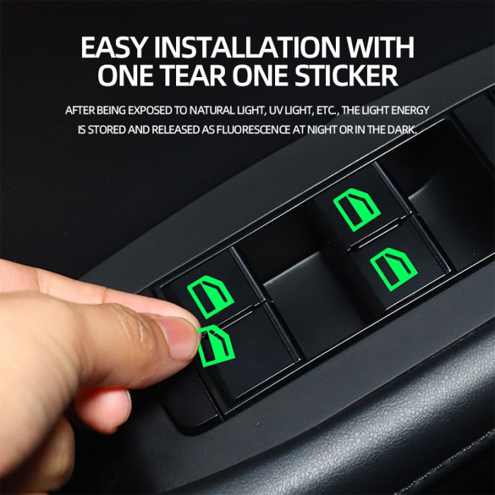 Stiker Tombol Saklar Switch Jendela Pintu Mobil Glow in Dark Luminous
