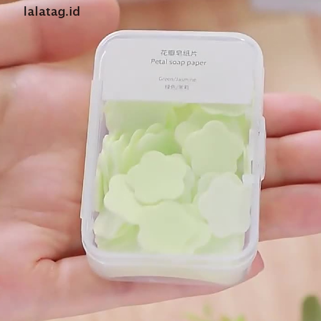 [lalatag] 100pcs/box Sabun Kertas Bentuk Bunga Mini Lucu Sekali Pakai Dengan Box Cuci Tangan [ID]