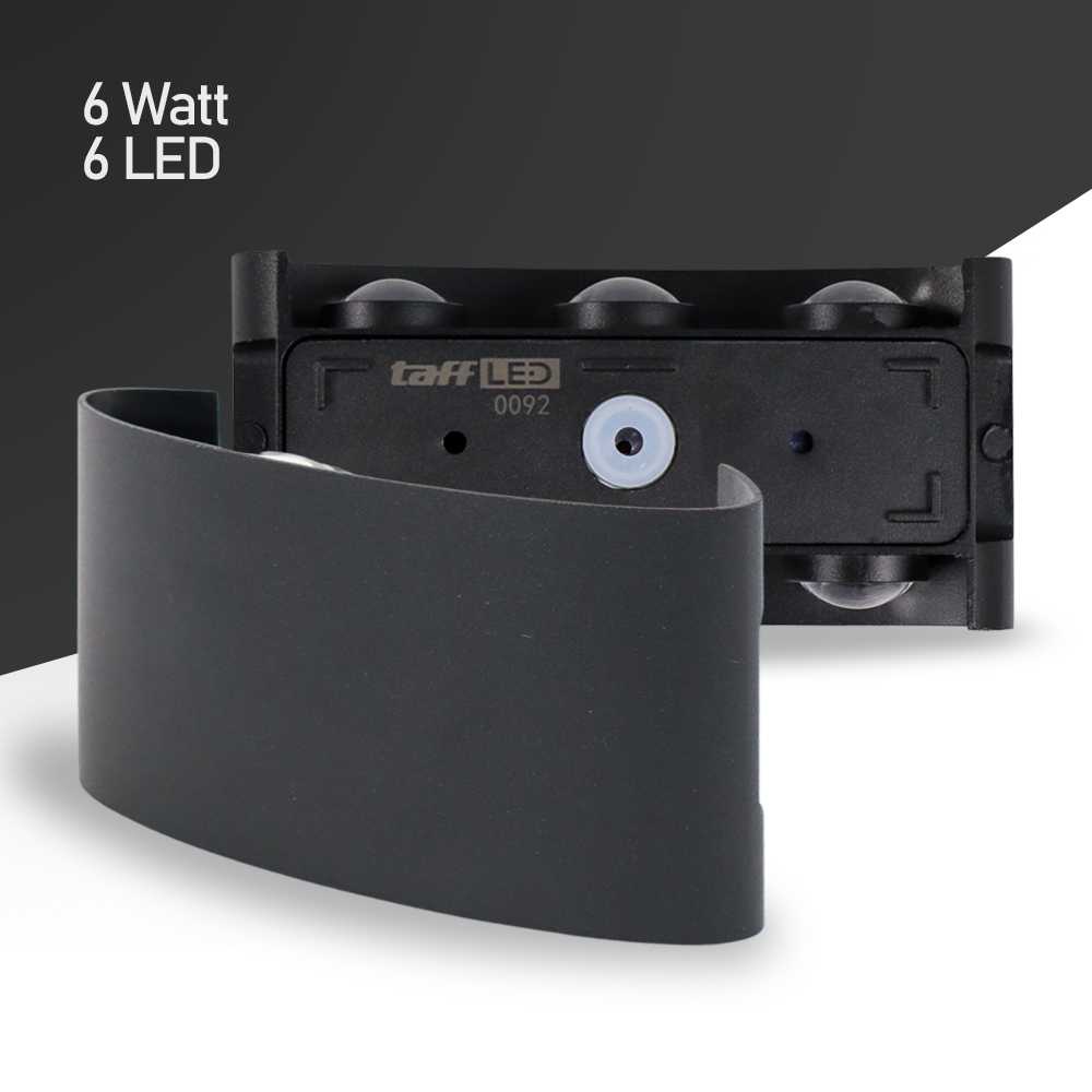 TaffLED Lampu Dinding Hias Outdoor Aluminium 6W 6 LED Warm White Lampu Kamar