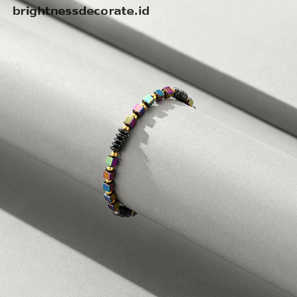 [Birth] Natural Hematite Braceket Anklet Magnet Gelang Pelangsing Sehat Perhiasan Penurunan Berat Badan Wanita Pria [ID]