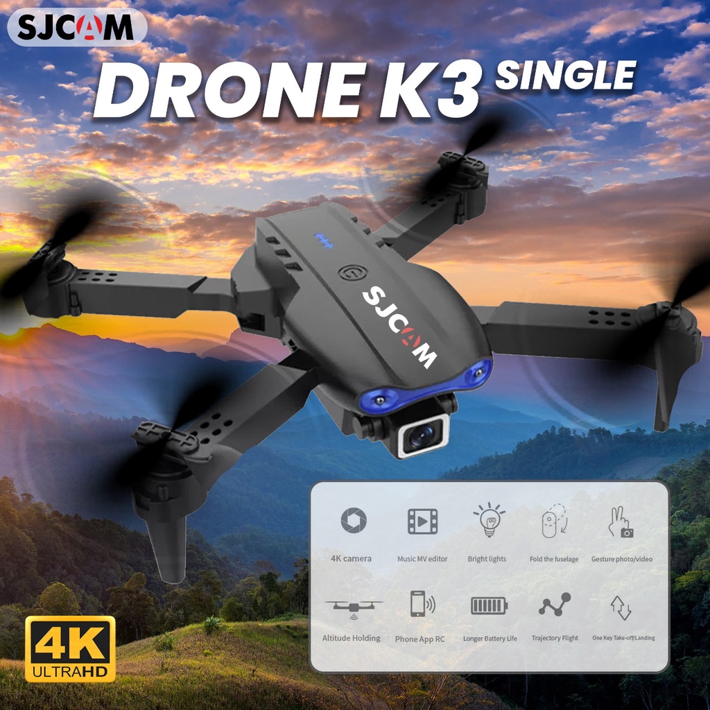 Drone K3 Single Kamera Remote Control Jarak Jauh Charging Usb Battery Pengintai Terbang Helikopter Lengkap