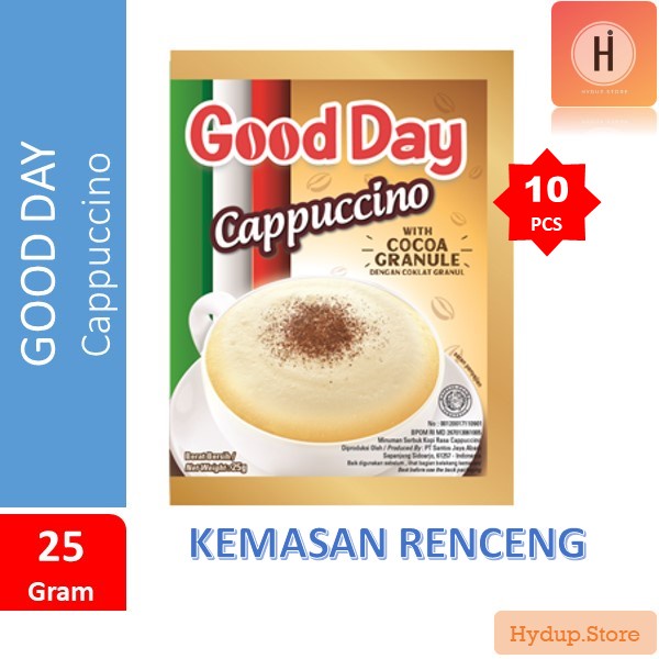 

Goodday Cappuccino + Choco Granule Renceng isi 10 Sahset Kemasan 25 Gram