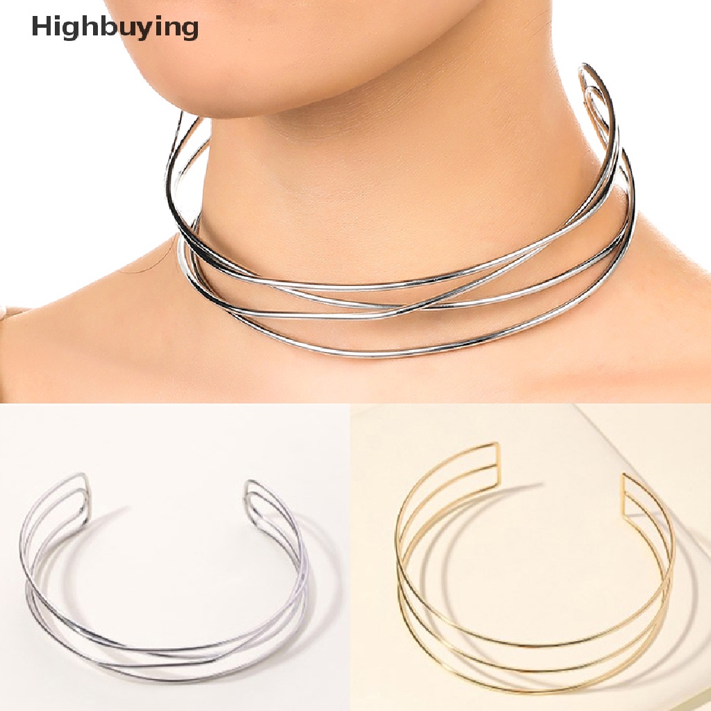 Hbid Kalung Choker Torsi Gaya Punk Sederhana Untuk Wanita Double Metal Line Chokers Dorado Kerah Perhiasan Hadiah Glory