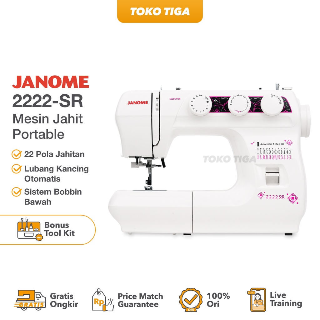 Mesin Jahit Janome 2222-SR (Portable Multifungsi)