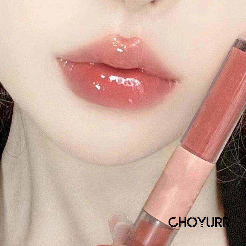 【COD】2 in1 Lipstik Dua Ujung Lip Glasir Cermin Matte Lip Mud Lipstick Lip Cream Lip Gloss Dua Sisi Matte Lipstick Glossy Lipstik-CH