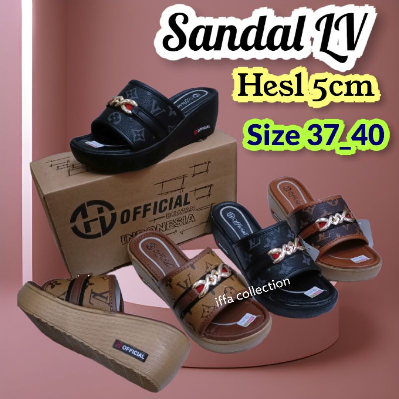 sandal wedges LV terbaru redy di toko iffa 2023
