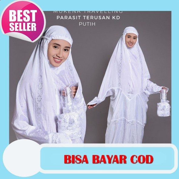 (Cod) Mukena Dewasa Terusan Arafah Putih Rayon Premium Full Renda Cantik/Mukena Lajuran Murah Free T