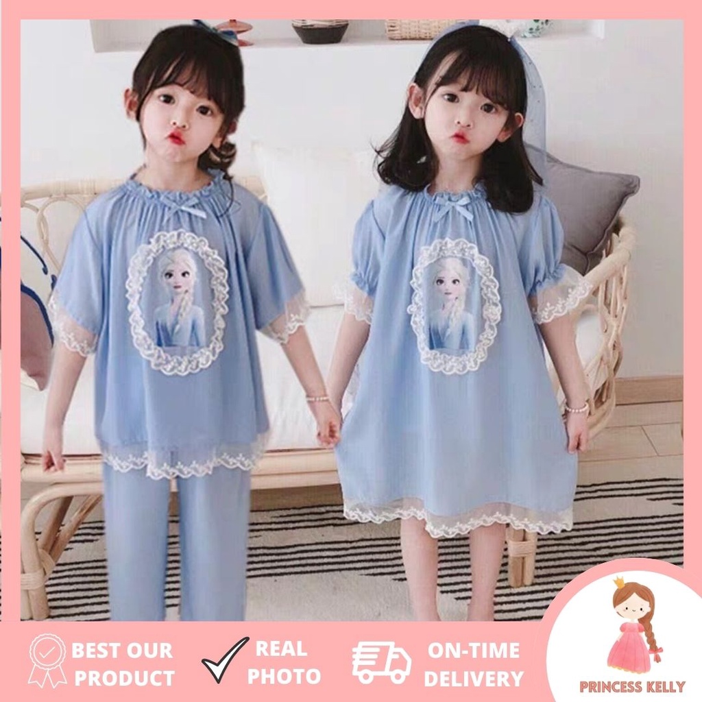 princesskelly BLUE ICE EBV Baju Anak Perempuan Dress Setelan Renda Import Berkualitas
