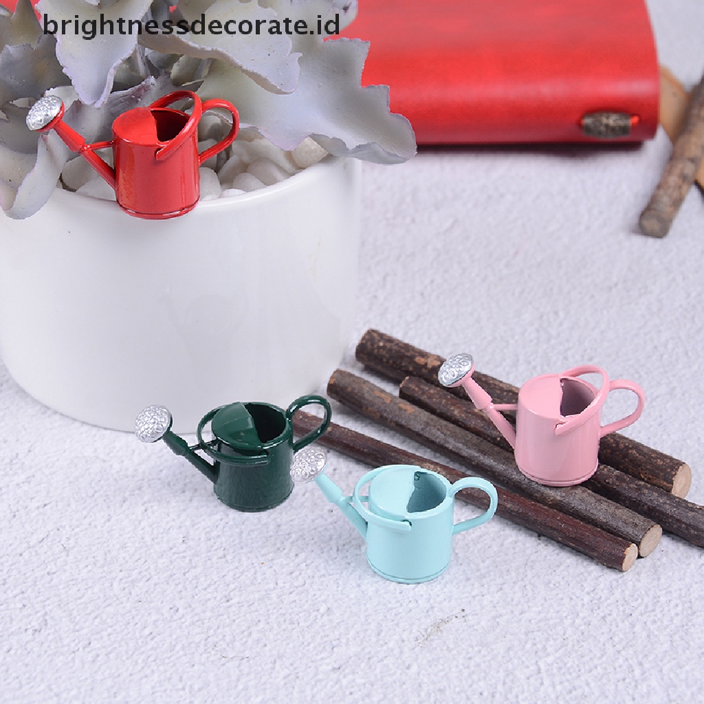 [Birth] 1per12alatan Metal Watering Can Taman Miniatur Dekorasi Untuk Anak Boneka Anak [ID]