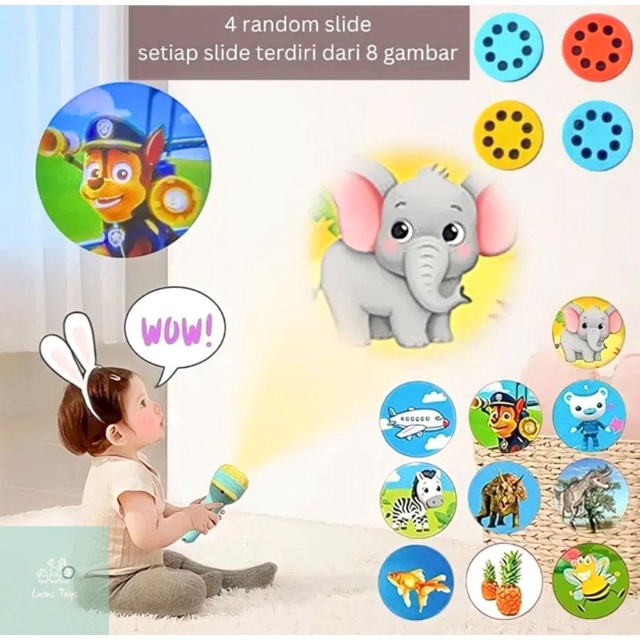 TERMURAH NEW PRODUK Mainan Anak Edukasi Senter LAMPU Proyektor Gambar Lucu / Mainan Anak SENTER PROYEKTOR Fun Flashlight / Kado Mainan Anak Belajar Cewek Cowok 3 4 5 6 Tahun