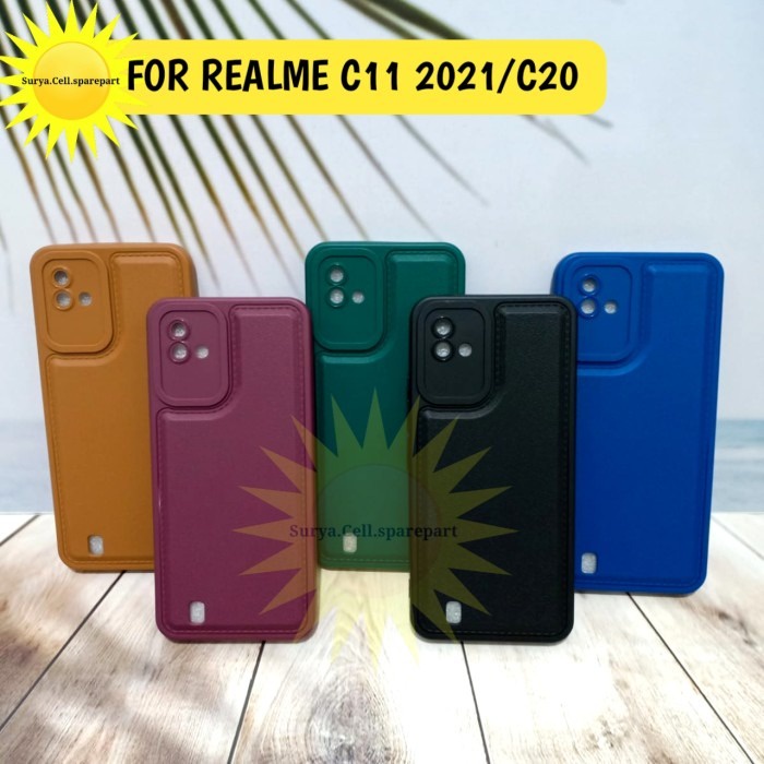 Case Square Leather Pro Realme C11 2021 C20 Realme C12 Realme C15