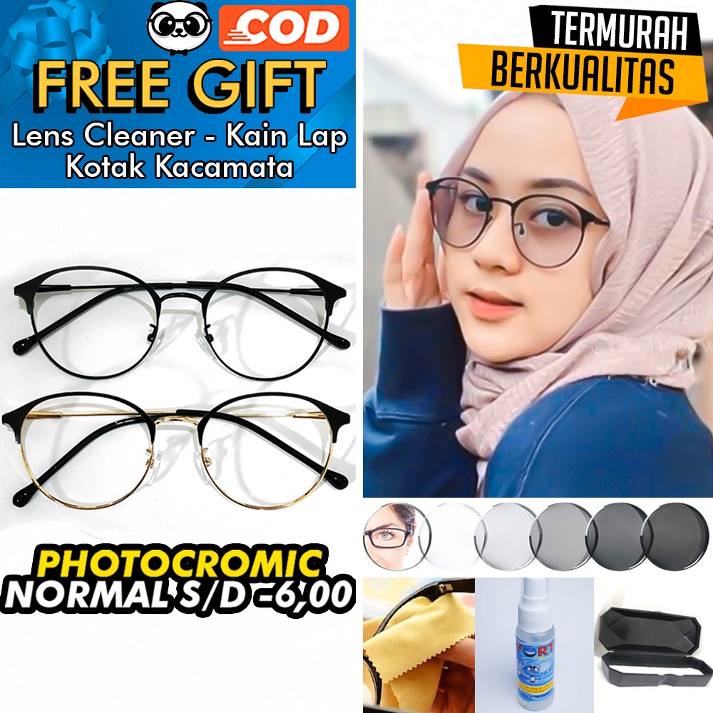 Kacamata PHOTOCROMIC 9010 ori Lensa berubah warna Anti Radiasi UV Sunglass Blueray Bluceromic Minus/Plus Korea Fashion Pria &amp; Wanita Oval