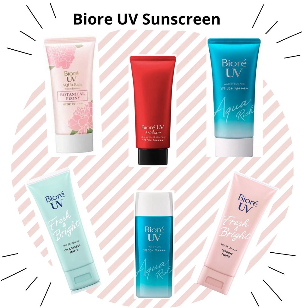 [Hazelcare] BPOM Sunscreen Biore UV Aqua Rich Watery Essence / Fresh &amp; Bright / Botanical Peony / Gel / Athlizm SPF 50+/PA++++