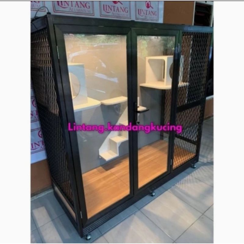 Kandang Kucing - Rumah kucing Hewan Aluminium Besar Modern Full lampu