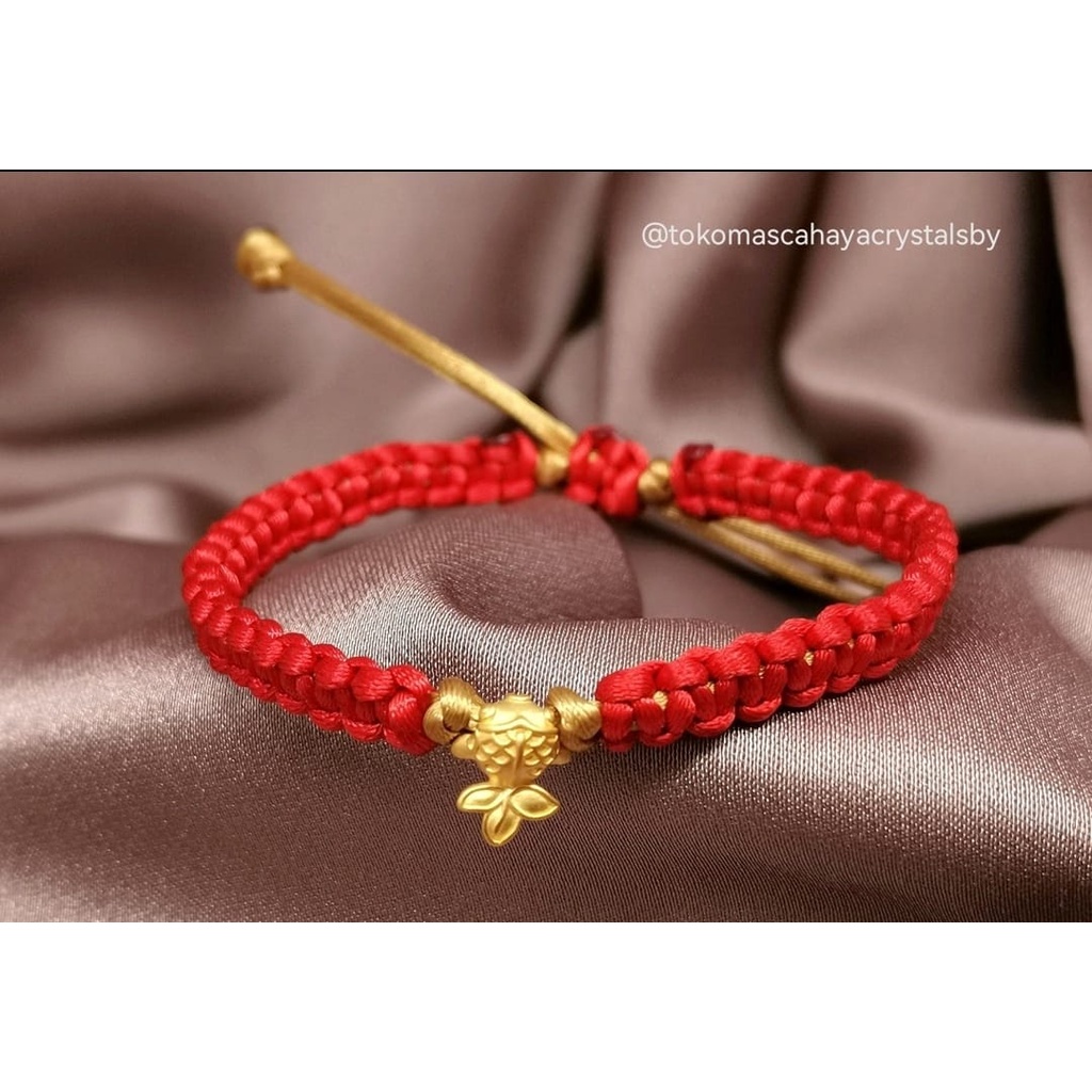 Gelang Charm Ikan Koi Polos Emas kadar 24k HK Hongkong 999.9% 999 &amp; Gelang Serut