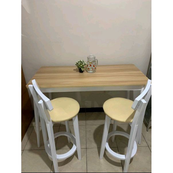 set meja makan minimalis / set meja bar minimalis