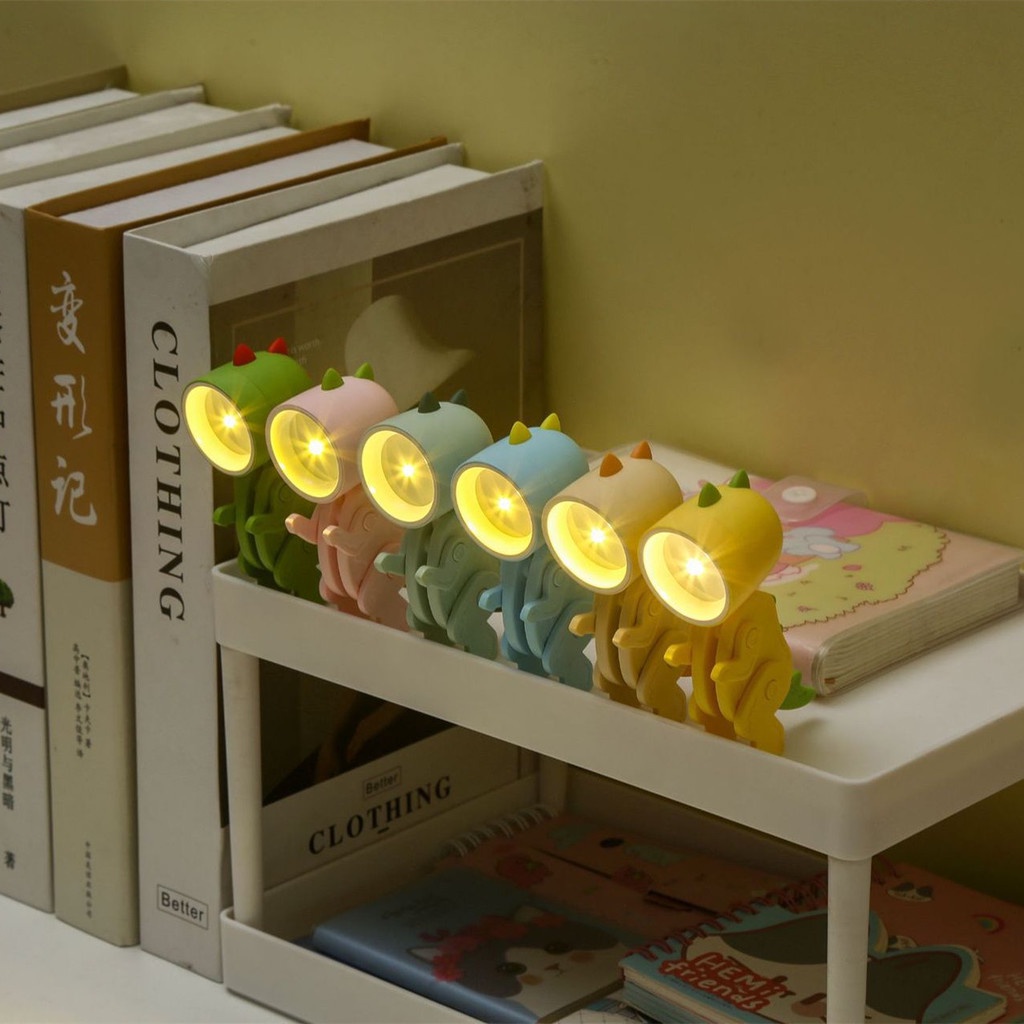 Baru DIY Kartun Mini Lampu Malam Lucu Dekorasi Desktop Lipat Ins Lampu Meja Dinosaurus Mini Night Light