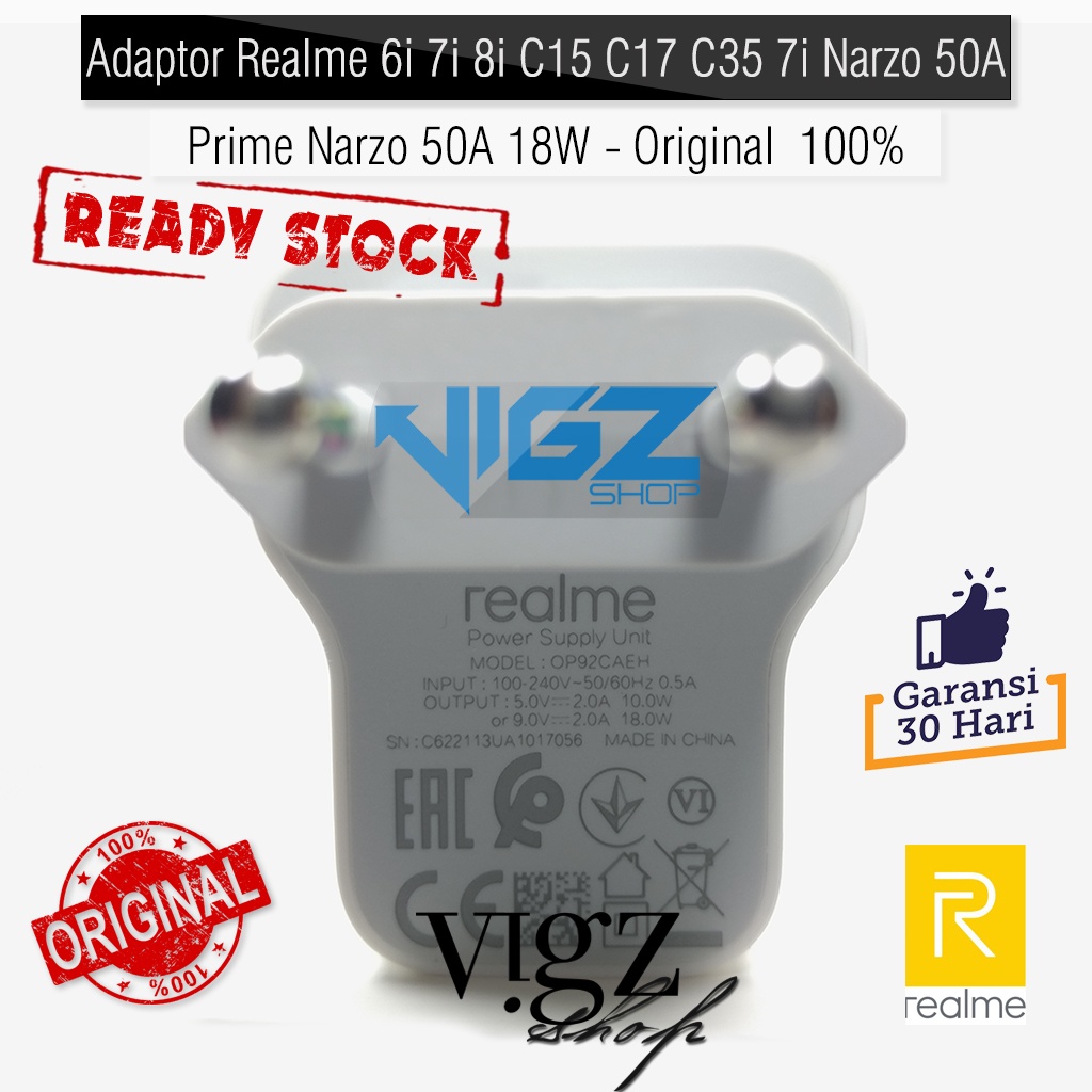 Adaptor Realme 6i 7i 8i C15 C17 C35 Narzo 50A Prime Narzo 50A 18W Original 100%