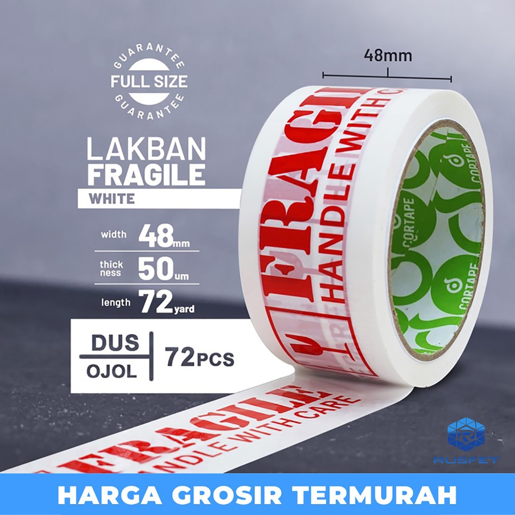 

Lakban Selotip Isolasi Fragile White 48mm Dus Ojol