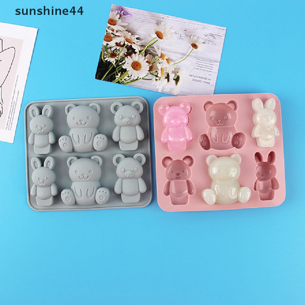 Sunshine 1Pc 6-rongga Cetakan Silikon Lucu Kartun Hewan Cetakan Kue DIY Membuat Alat.